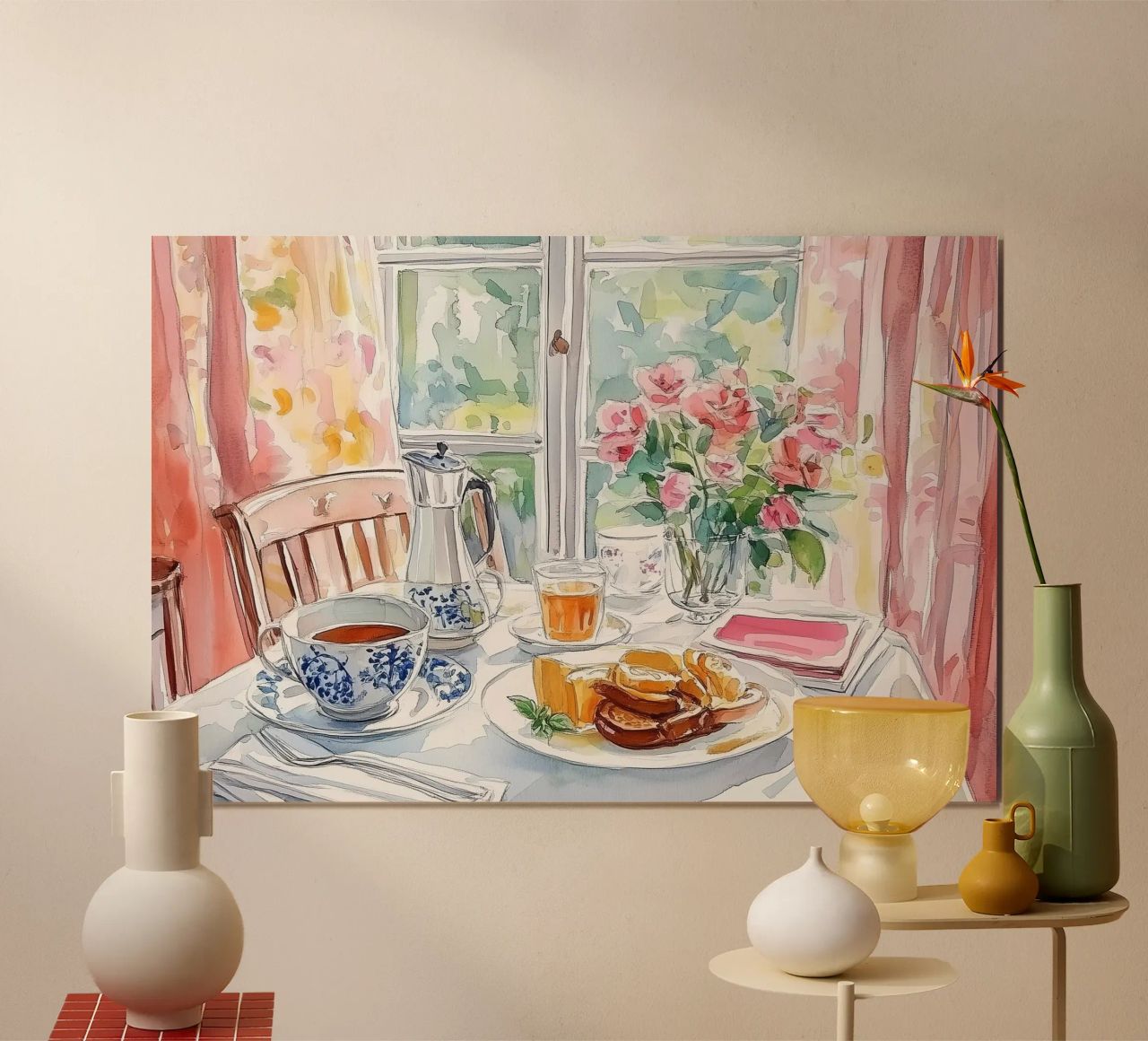 Frühstück am Fenster Aquarell Poster von Melloi Art Print