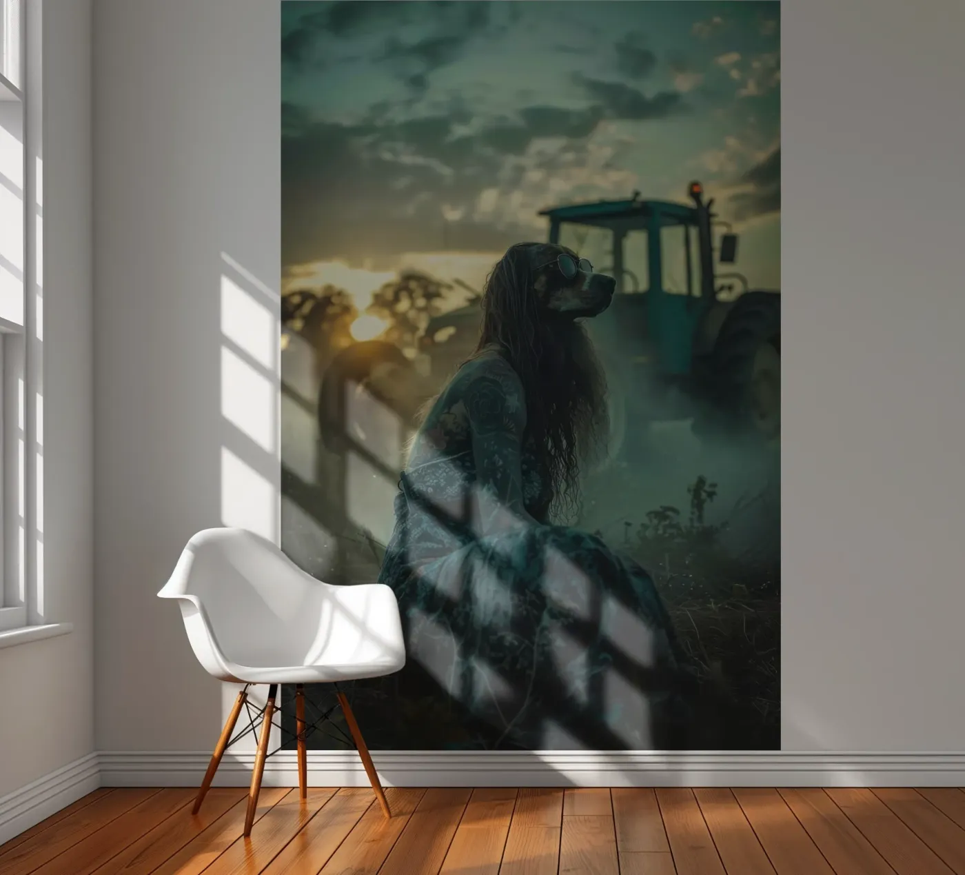 Luna fotobehang van Affiches Chien Originales – Dogland