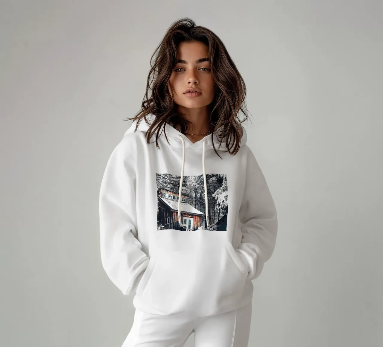 Rifugio invernale nella foresta - un ambiente rustico e accogliente felpa con cappuccio da Whole©