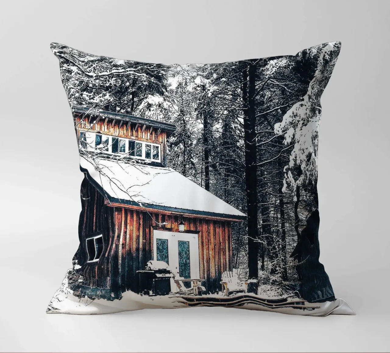 Rifugio invernale nella foresta - un ambiente rustico e accogliente cuscino da Whole©