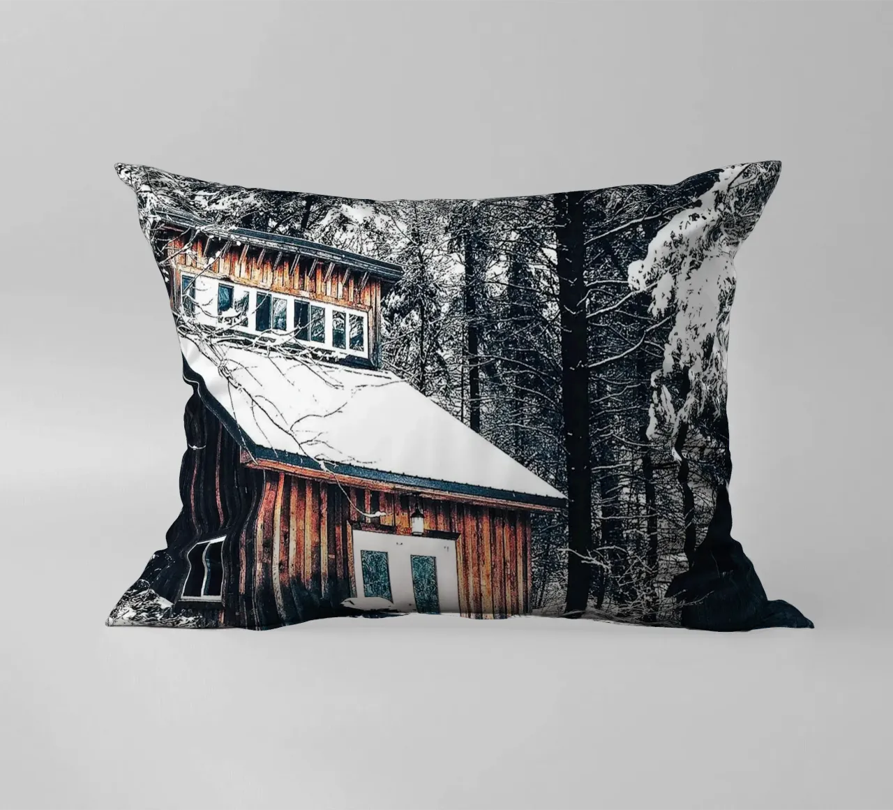 Rifugio invernale nella foresta - un ambiente rustico e accogliente cuscino da Whole©