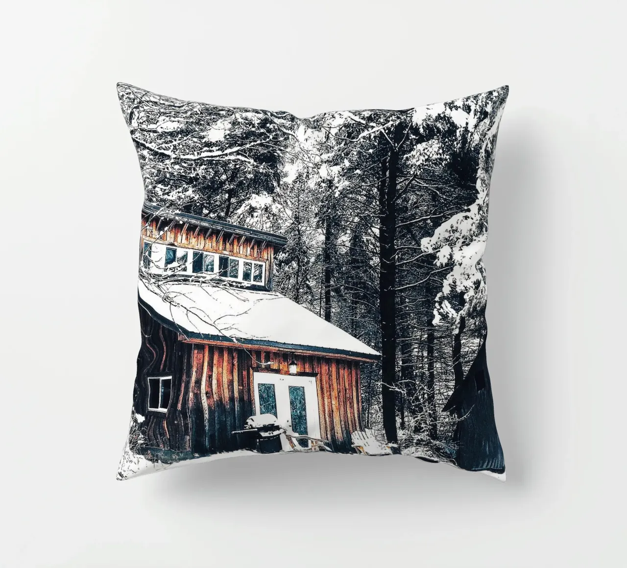 Rifugio invernale nella foresta - un ambiente rustico e accogliente cuscino da Whole©