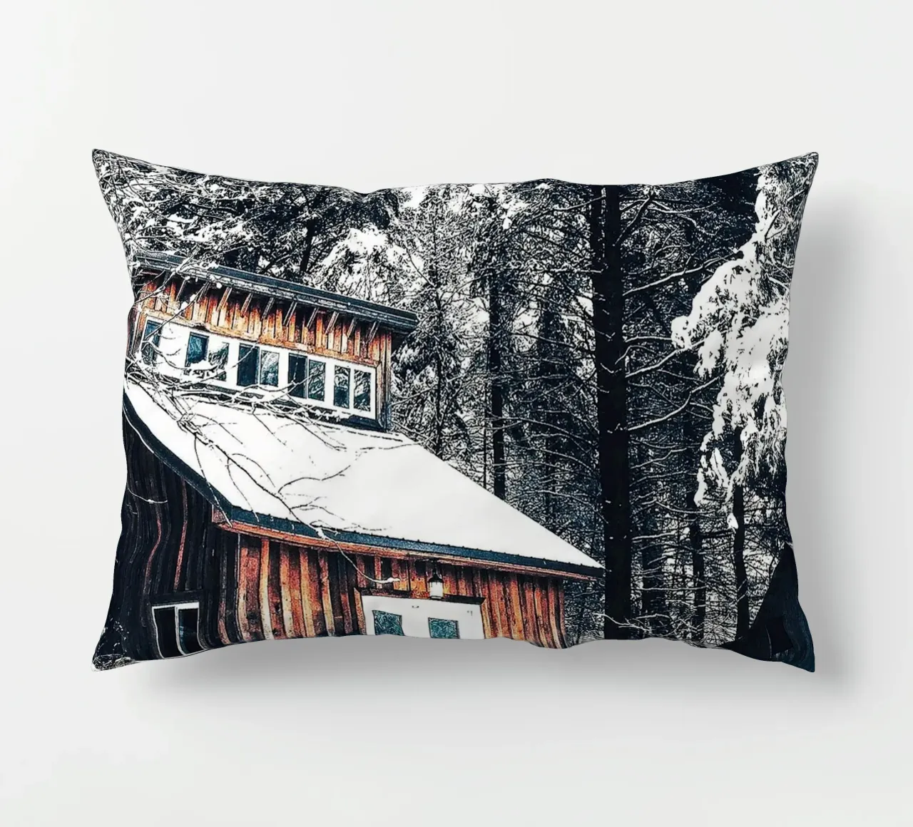 Rifugio invernale nella foresta - un ambiente rustico e accogliente cuscino da Whole©