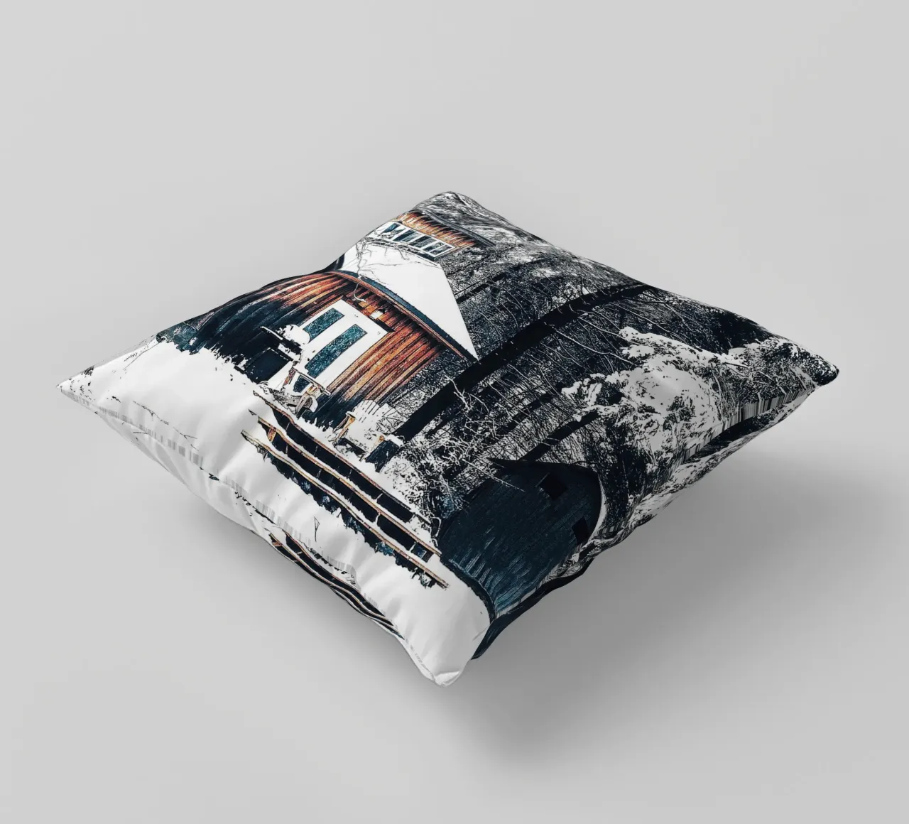 Rifugio invernale nella foresta - un ambiente rustico e accogliente cuscino da Whole©