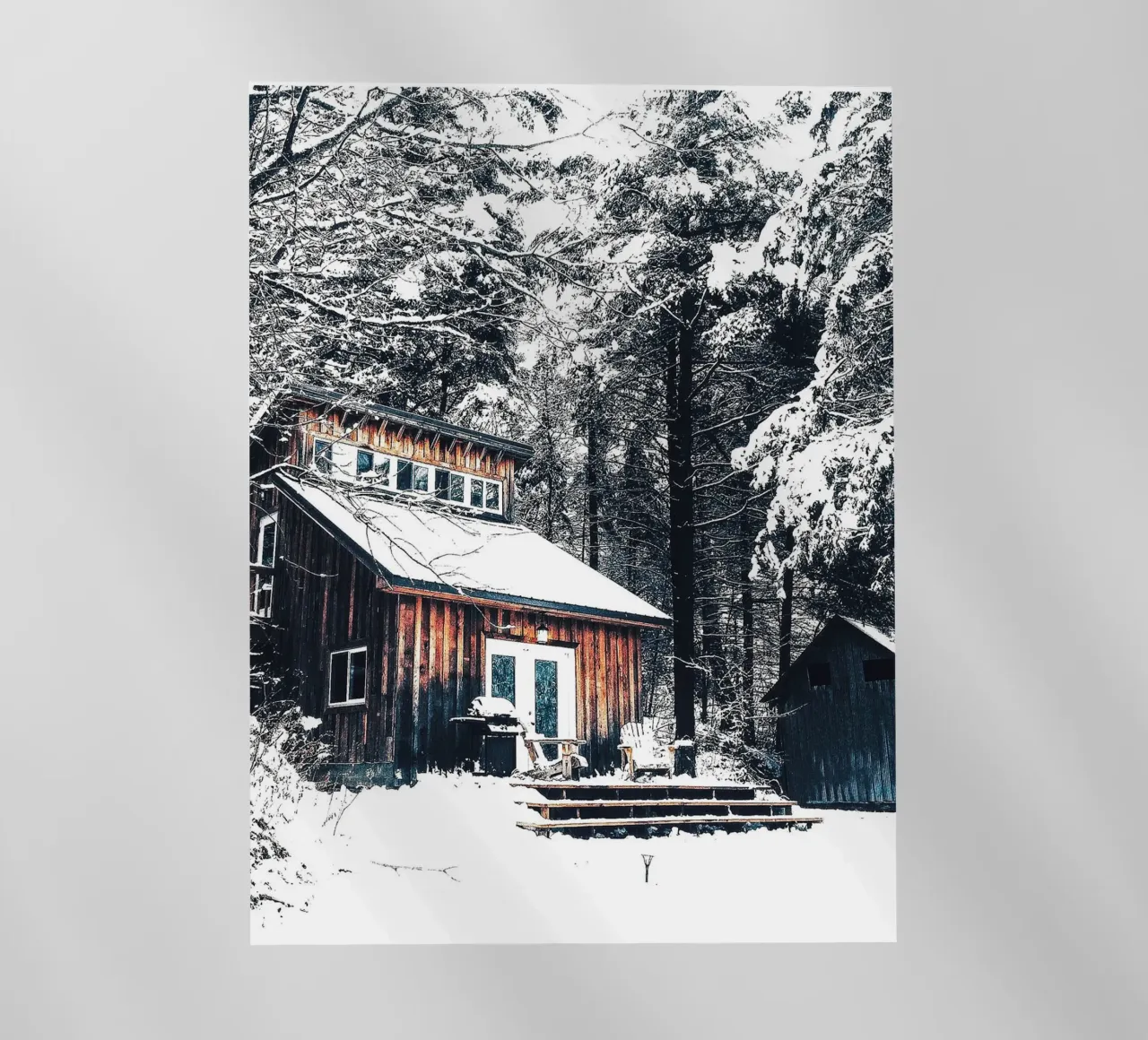 Winterhütte im Wald – Rustikale Gemütlichkeit Backlit Folie von Whole©
