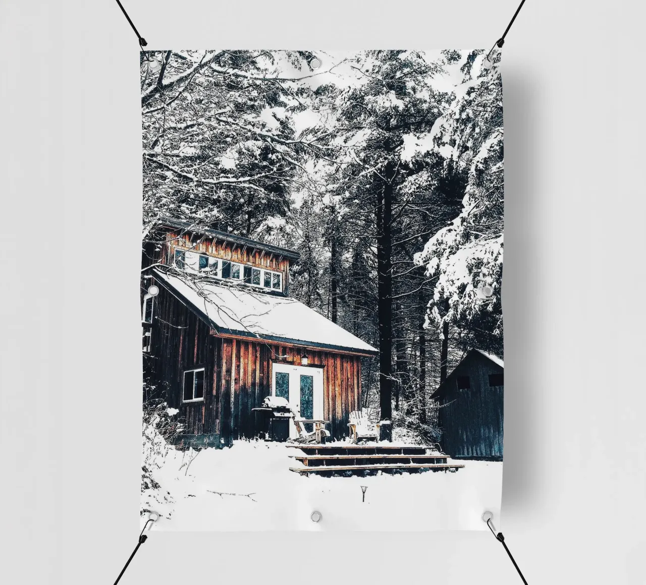 Rifugio invernale nella foresta - un ambiente rustico e accogliente telo in pvc da Whole©