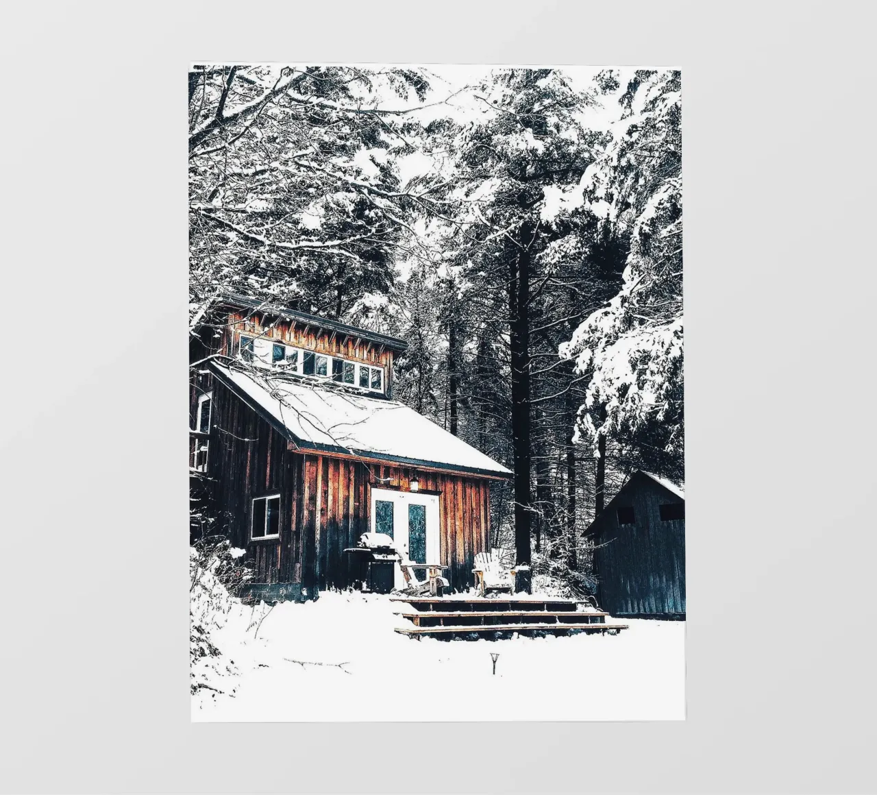 Rifugio invernale nella foresta - un ambiente rustico e accogliente telo in pvc da Whole©