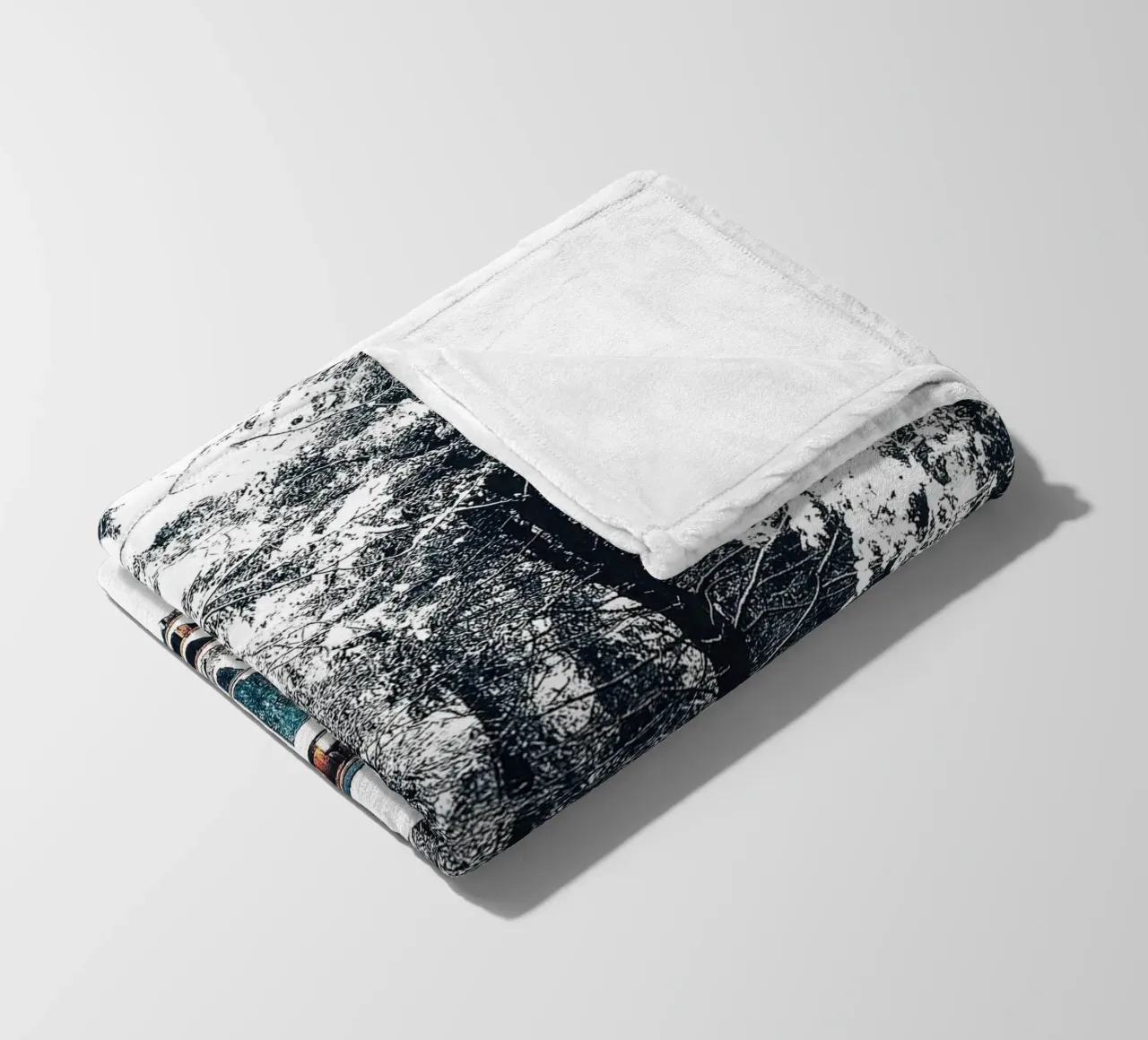 Winter hut in the forest - rustic cosiness fleece blanket by Whole©