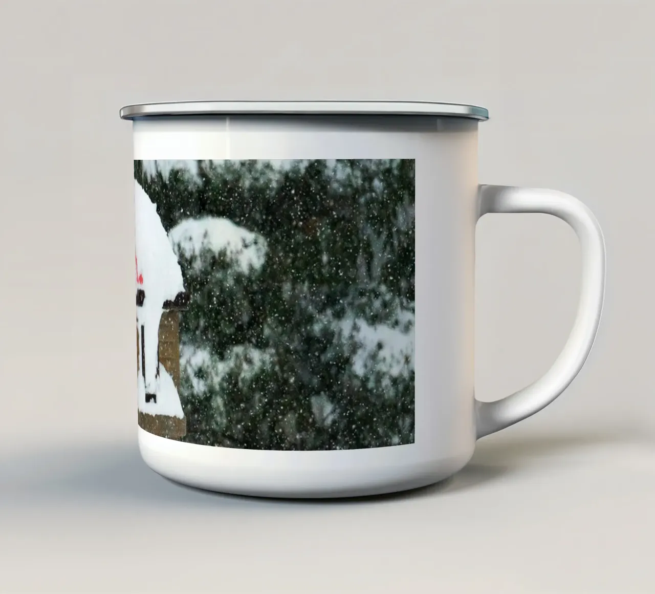 Cassetta delle lettere con la neve - Fascino invernale tazza in smalto da Whole©