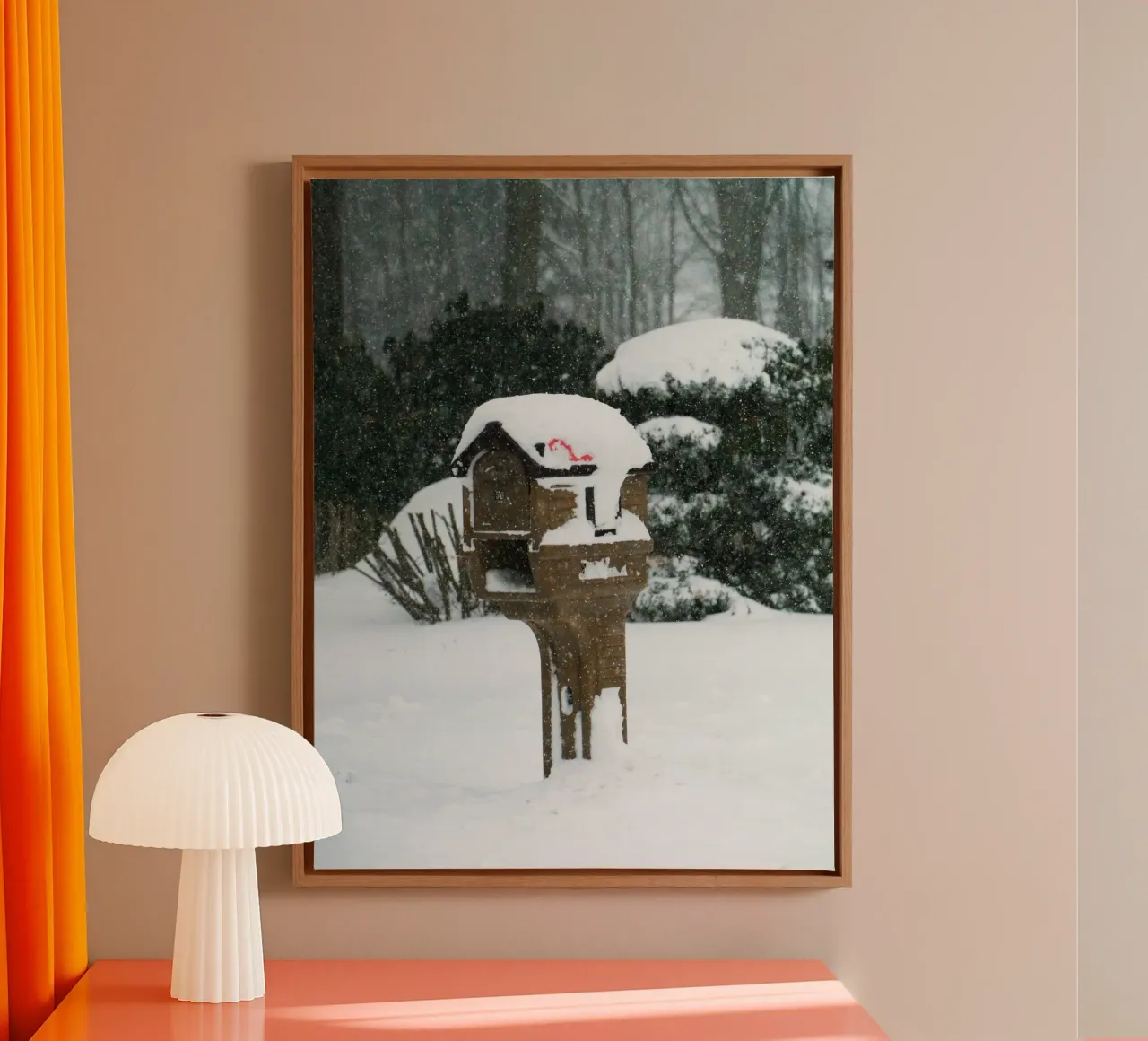 Cassetta delle lettere con la neve - Fascino invernale tela con Cornice a cassetta da Whole©