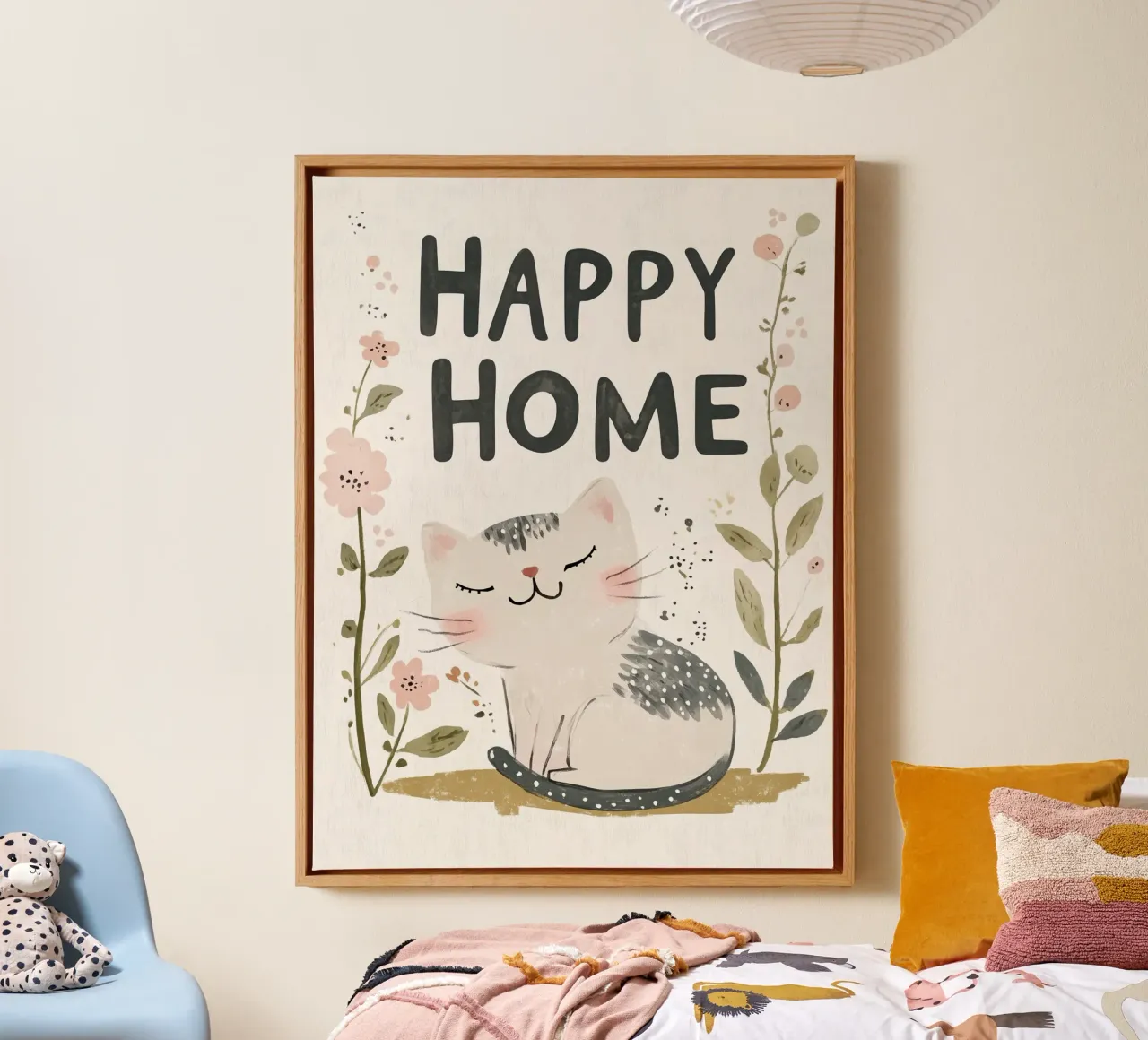 Happy Home No 2 tela con Cornice a cassetta da treechild
