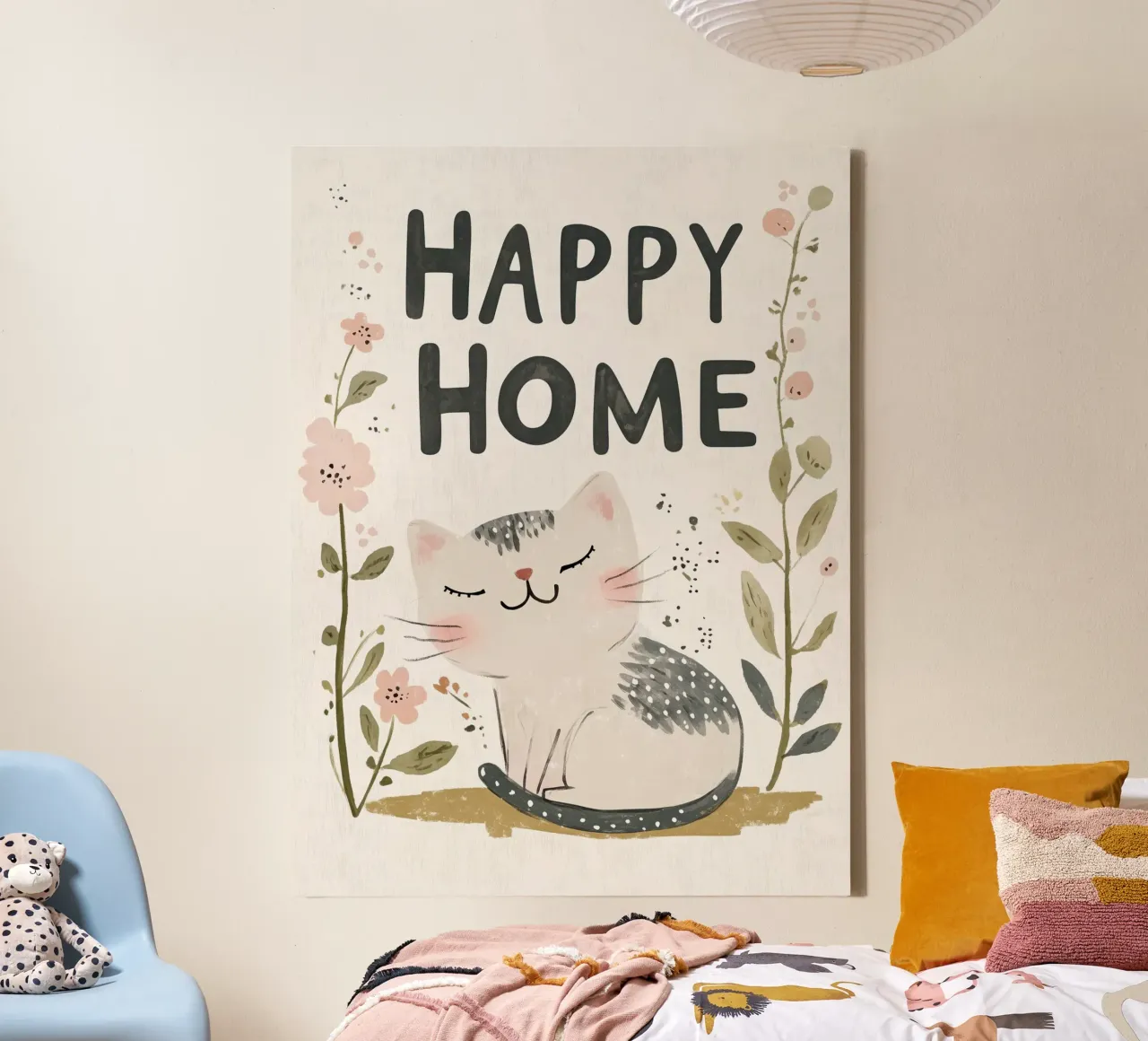 Happy Home No 2 tela con Cornice a cassetta da treechild