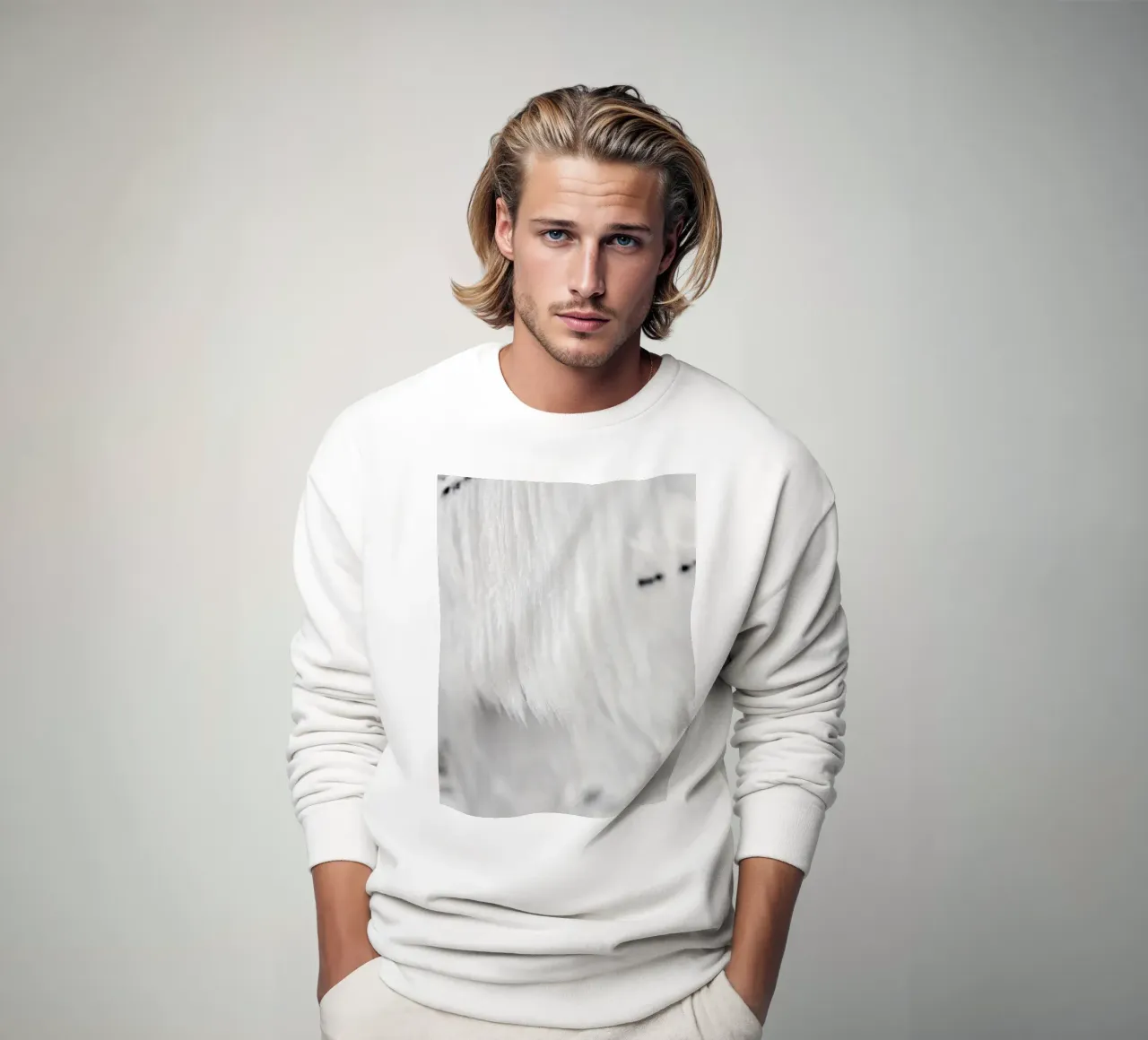 Flowing texture - white sweatshirt by Whole©
