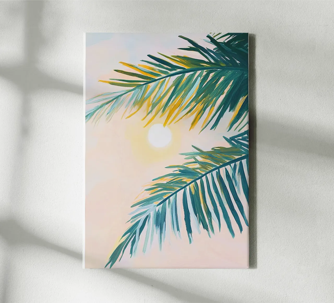 Sun Palm Botanical Summer Dopamine canvas with Floater frame by Euphoria Theresa