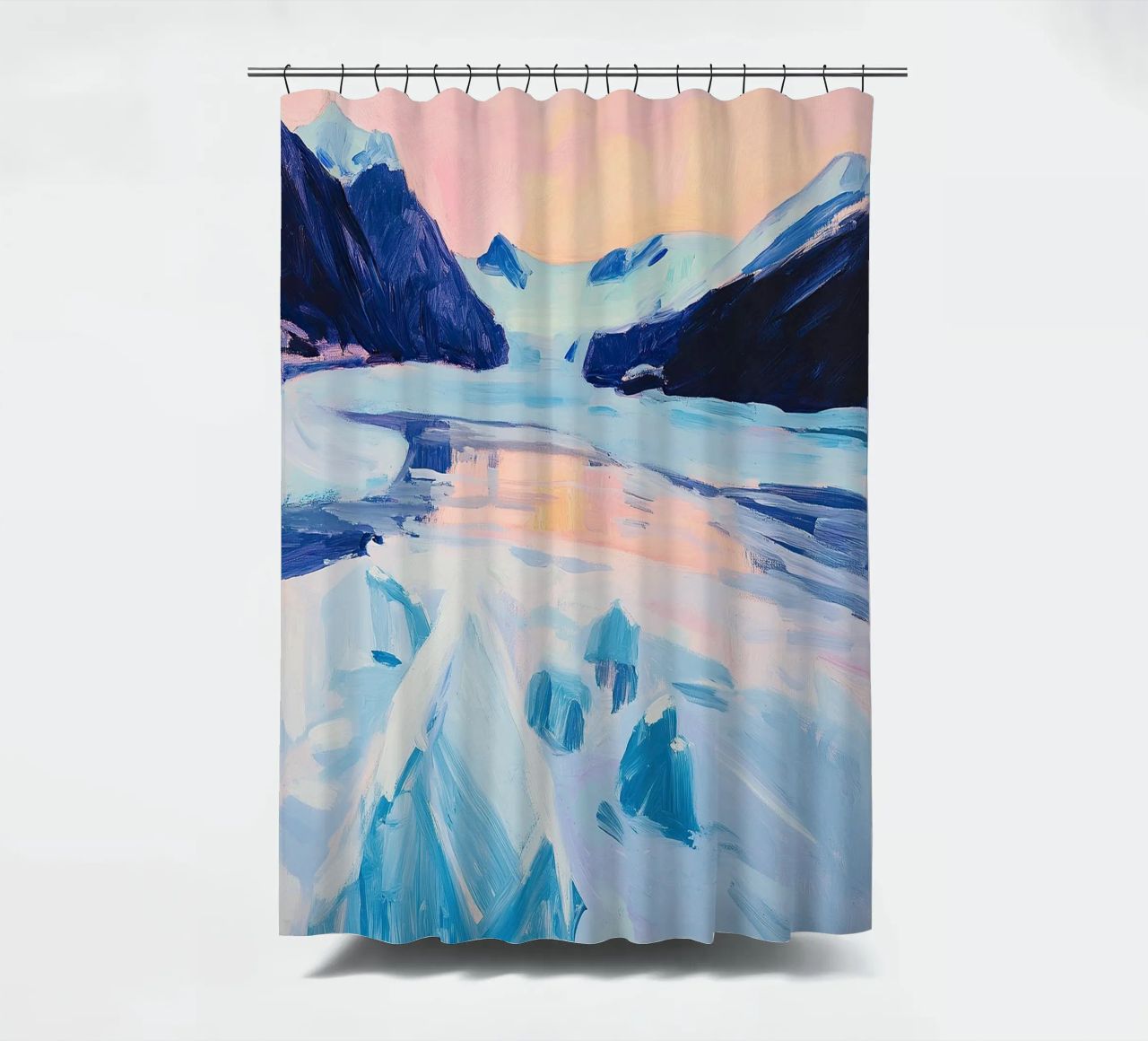 Nordlichter Schnee Winter Landschaft Duschvorhang von Euphoria Theresa