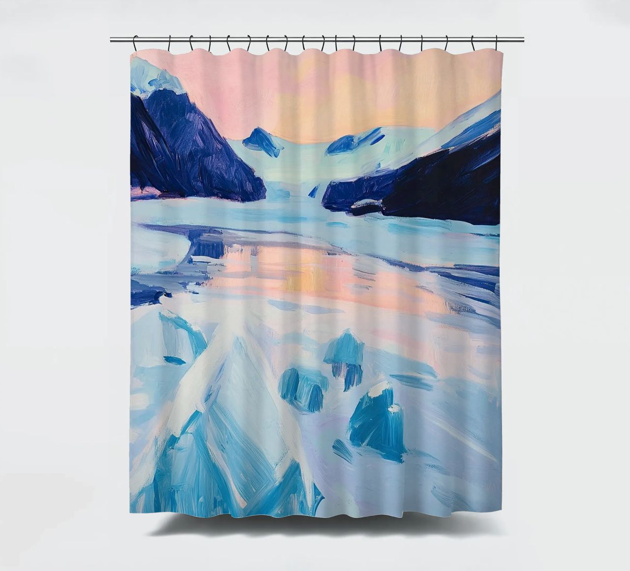 Nordlichter Schnee Winter Landschaft Duschvorhang von Euphoria Theresa