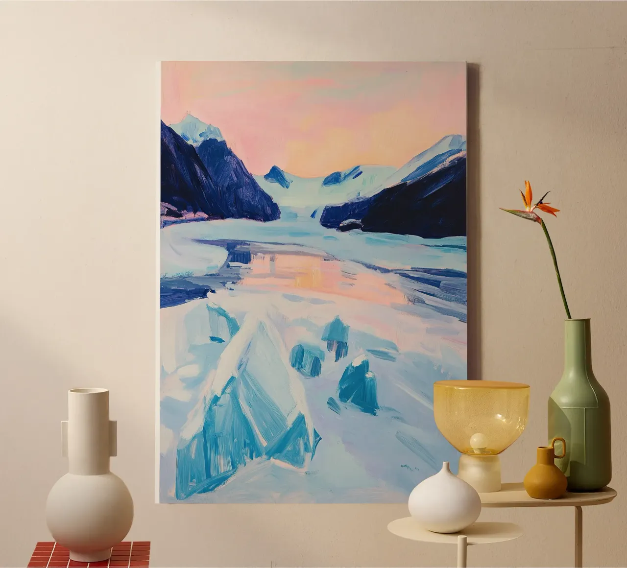 Noorderlicht Sneeuw Winterlandschap canvas met Baklijst van Euphoria Theresa