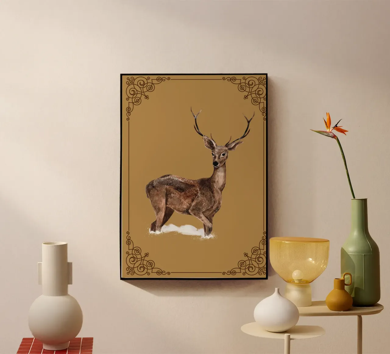 Hirsch im Schnee plexiglass da Luna & Noctua