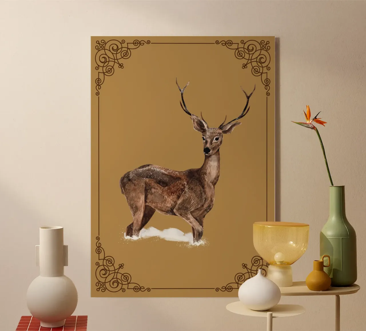 Hirsch im Schnee plexiglass da Luna & Noctua