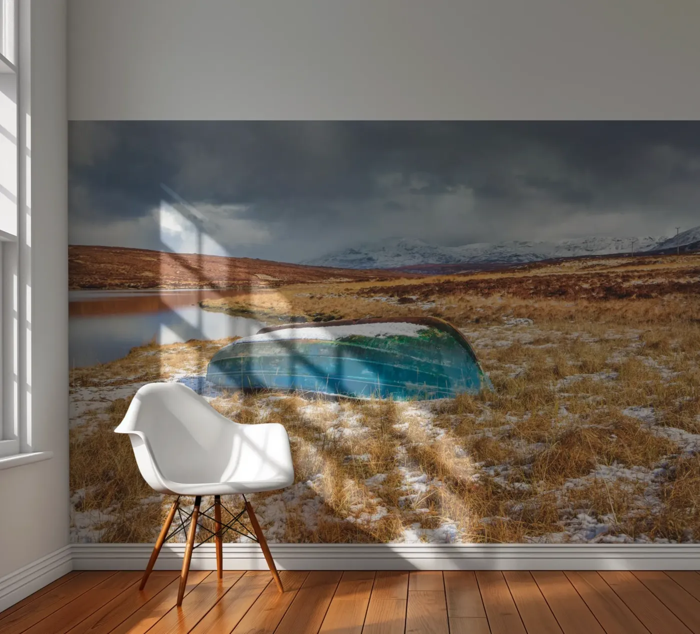 Blue Boat fotobehang van Dave Hare Photography