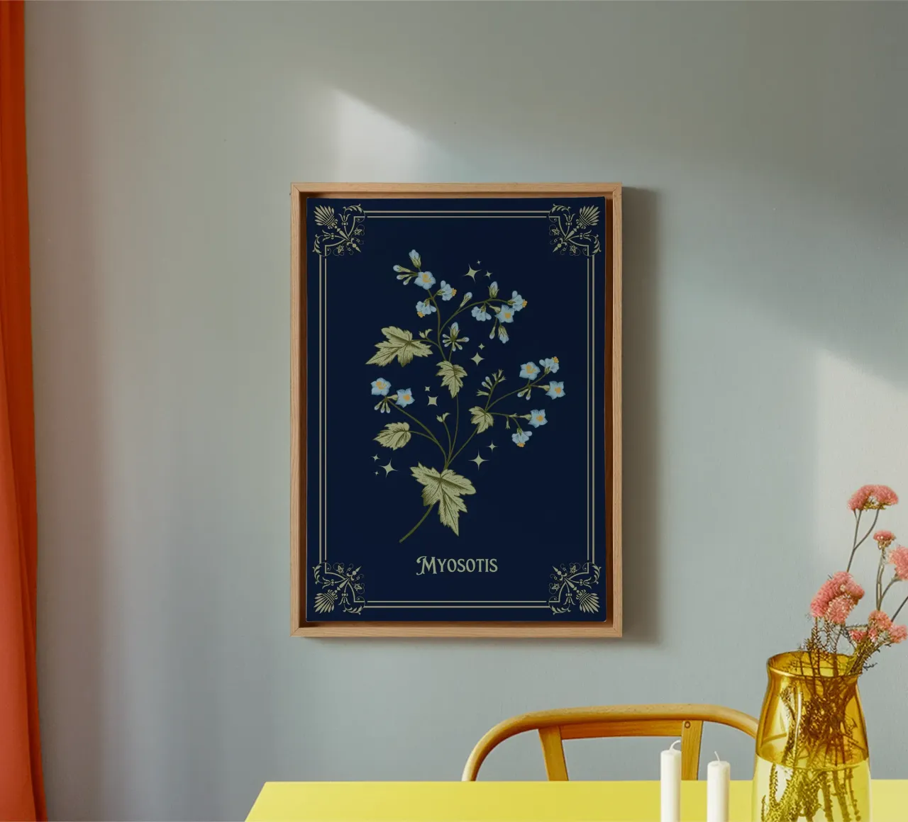 Myosotis - Vergissmeinnicht tela con Cornice a cassetta da Luna & Noctua