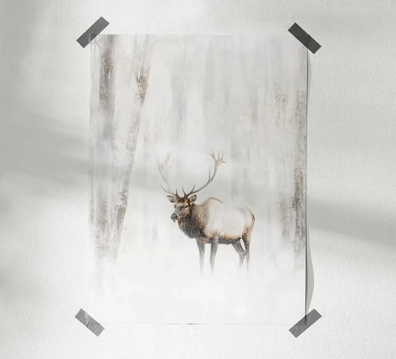 Alce in una foresta invernale innevata | Poesia nordica carta hahnemühle da Autofocus