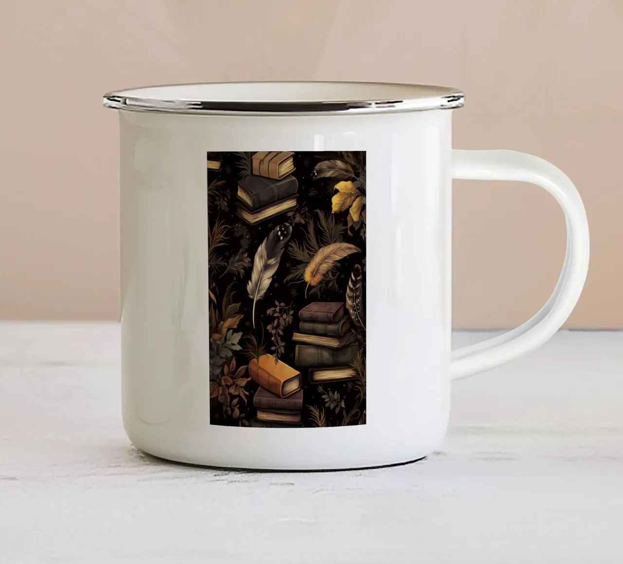 Bücher & Federn tazza in smalto da Luna & Noctua