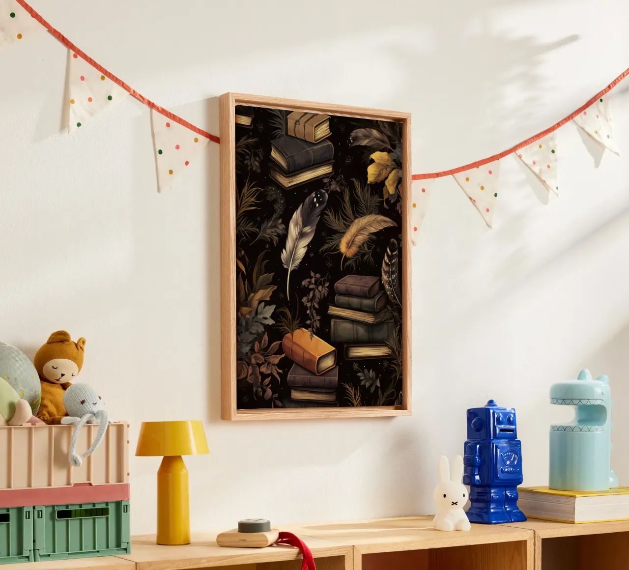 Bücher & Federn canvas met Baklijst van Luna & Noctua