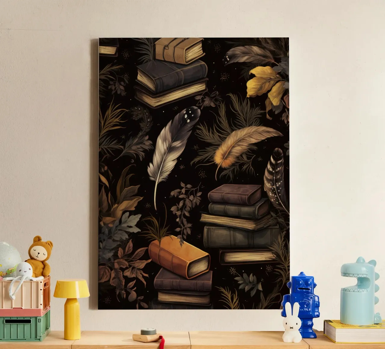 Bücher & Federn canvas met Baklijst van Luna & Noctua