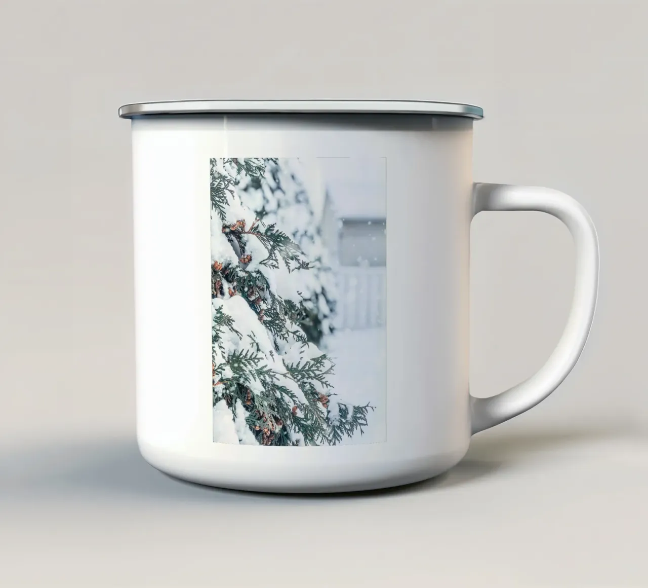 Rami di neve fotografia invernale tazza in smalto da Whole©