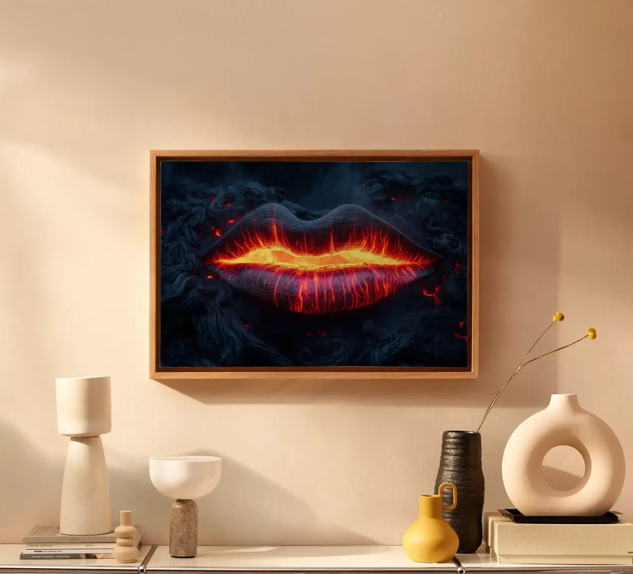 Labbra di lava incandescenti | Forze erotiche della natura tela con Cornice a cassetta da Autofocus