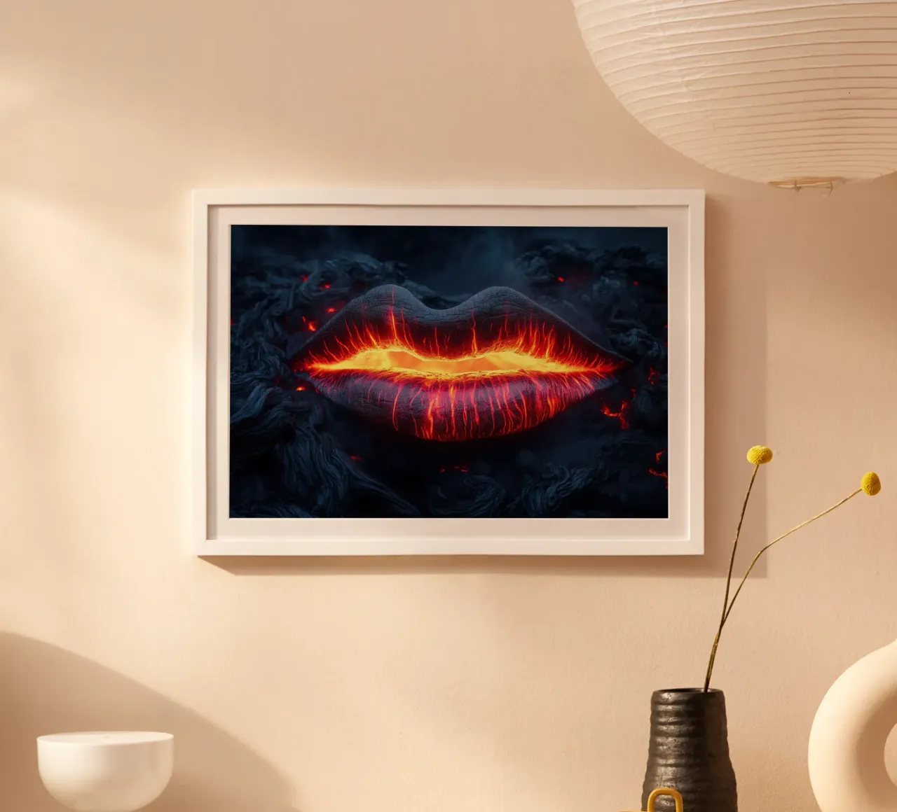 Labbra di lava incandescenti | Forze erotiche della natura poster con telaio in alluminio da Autofocus