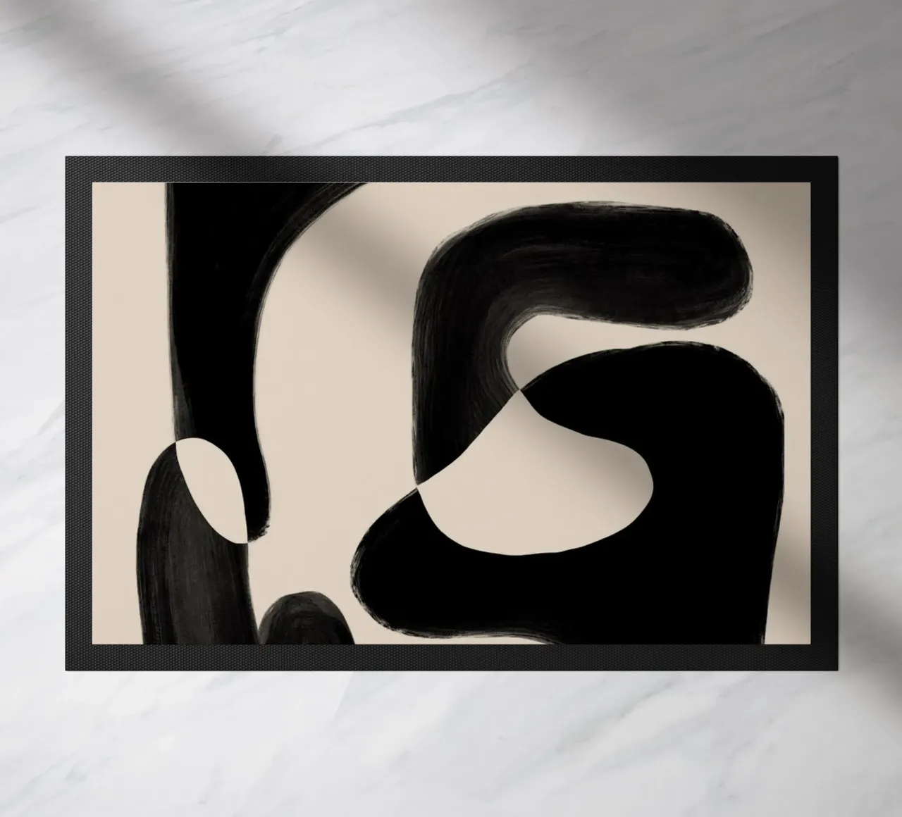 Black Abstract Forms doormat by Melloi Art Print