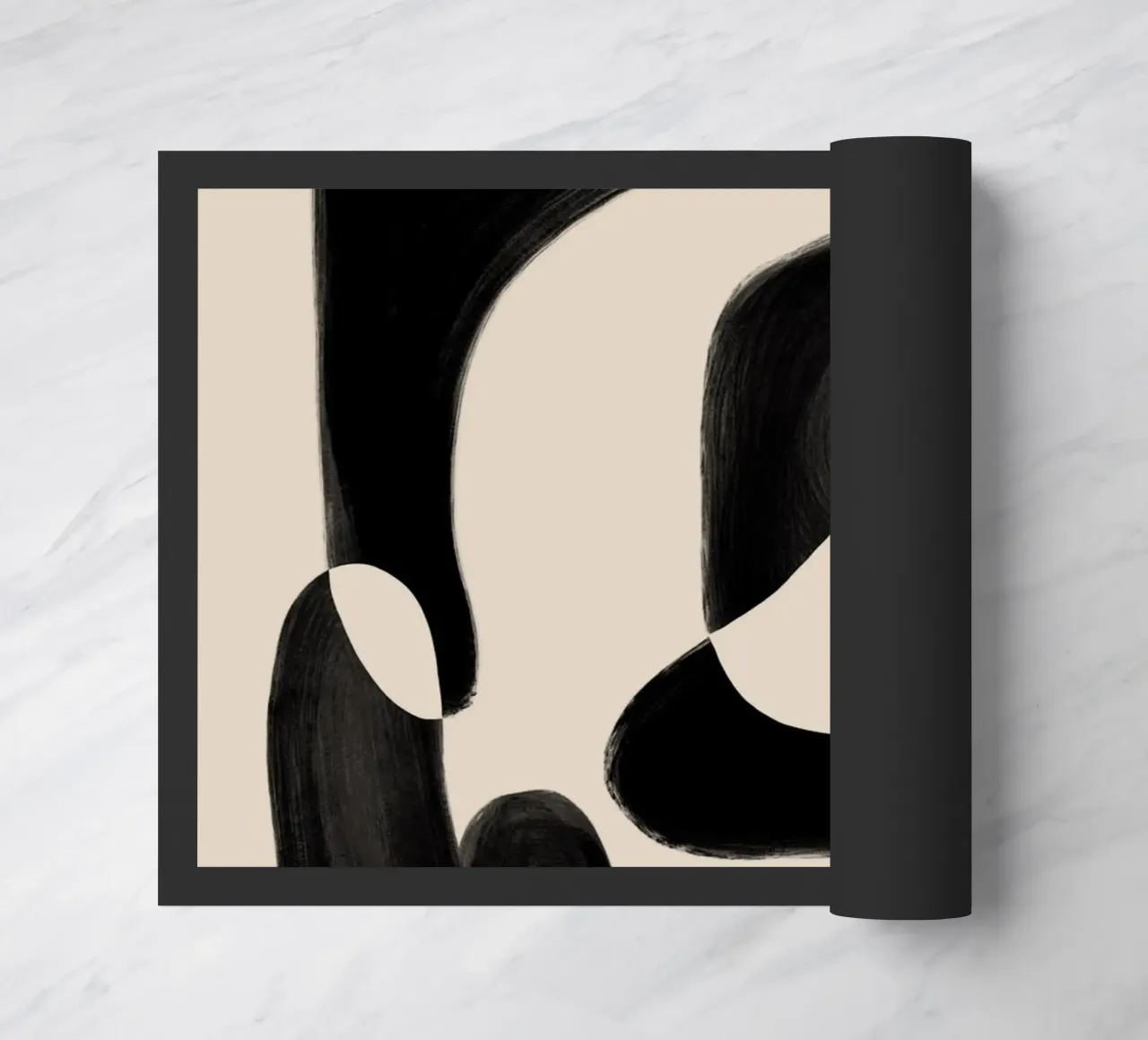 Black Abstract Forms doormat by Melloi Art Print