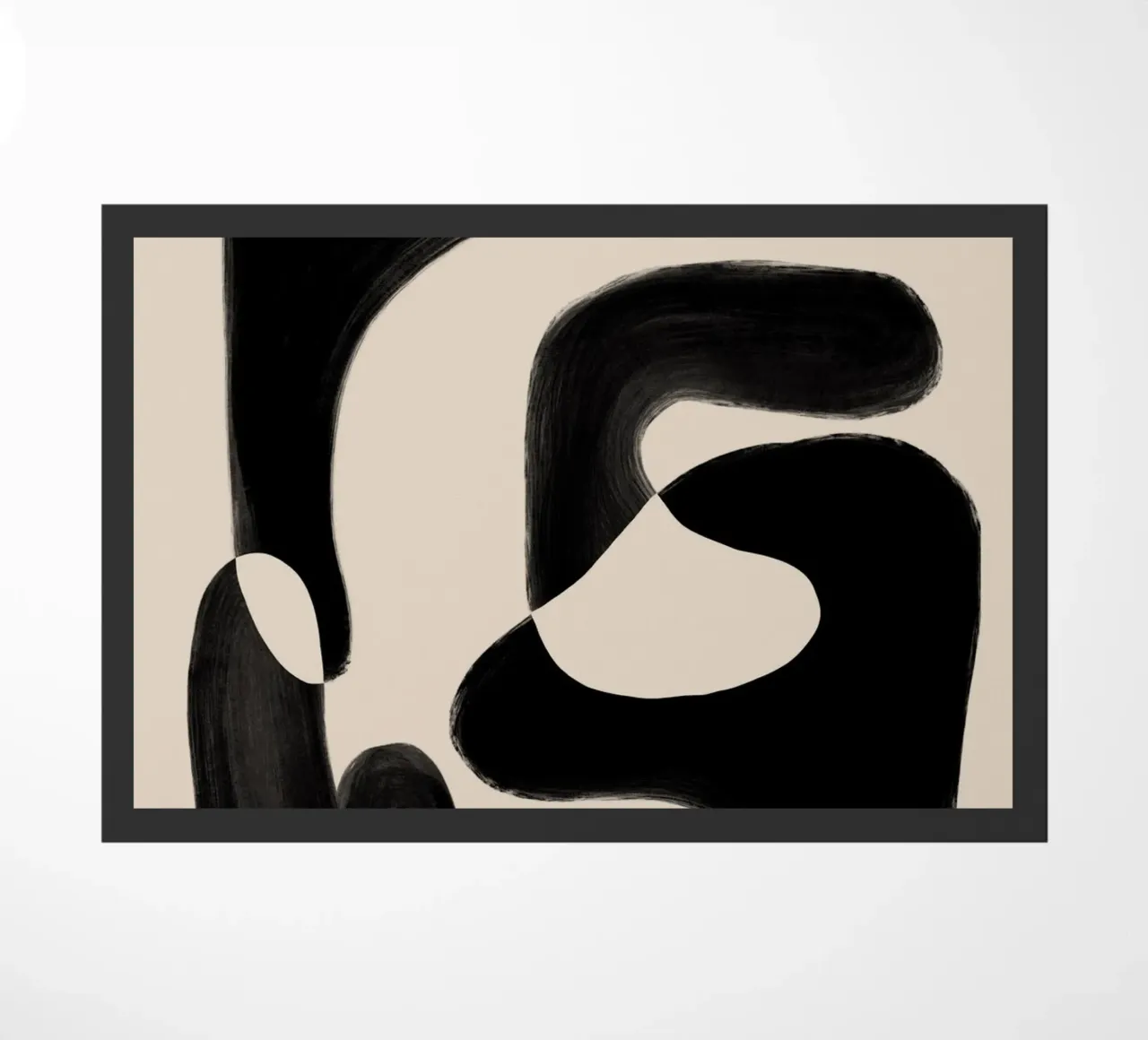 Black Abstract Forms doormat by Melloi Art Print