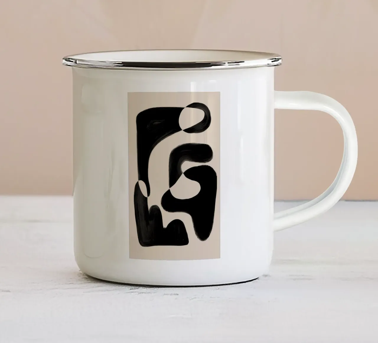 Forme astratte nere tazza in smalto da Melloi Art Print