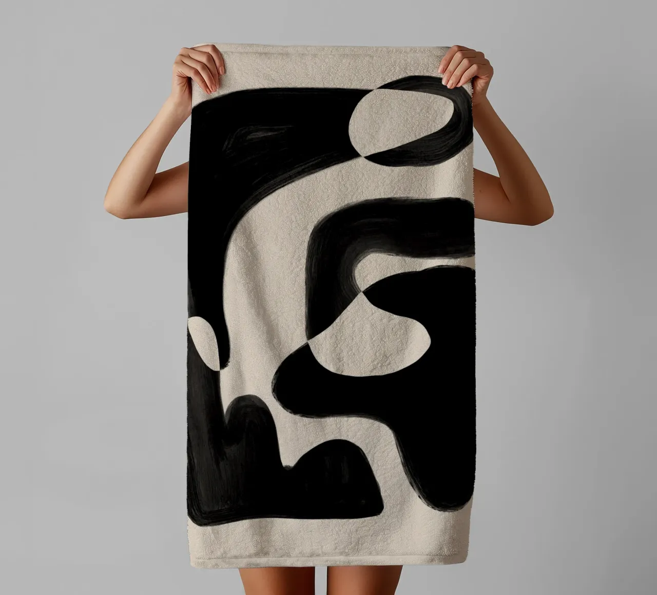 Formas abstractas negras toalla de baño de Melloi Art Print