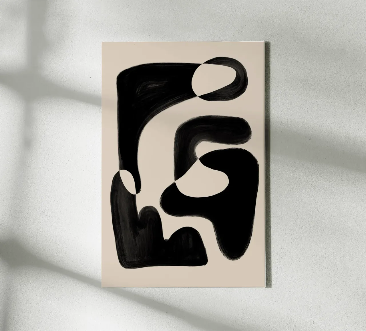 Forme astratte nere tela con Cornice a cassetta da Melloi Art Print