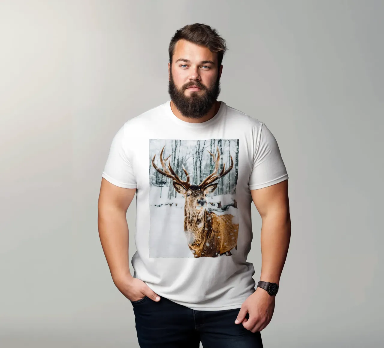 Maestoso design invernale del cervo t-shirt da Whole©