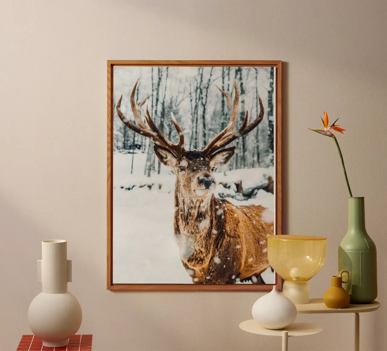 Majestätischer Hirsch Winterdesign Alu-Dibond von Whole©
