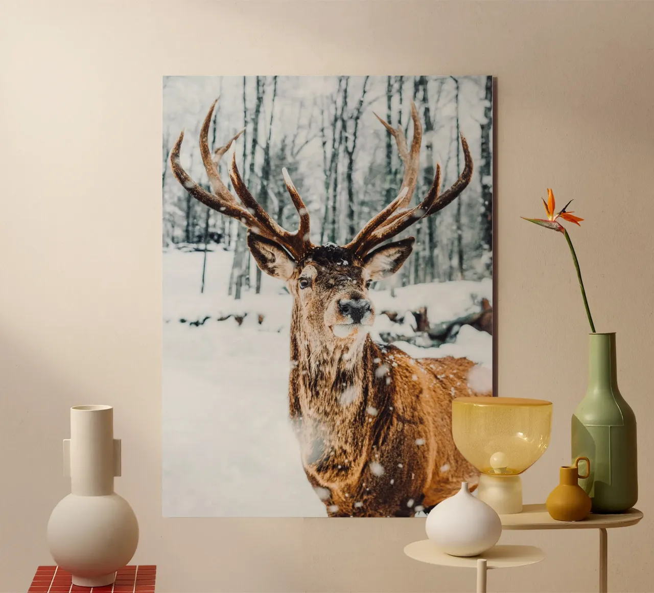 Majestätischer Hirsch Winterdesign Alu-Dibond von Whole©