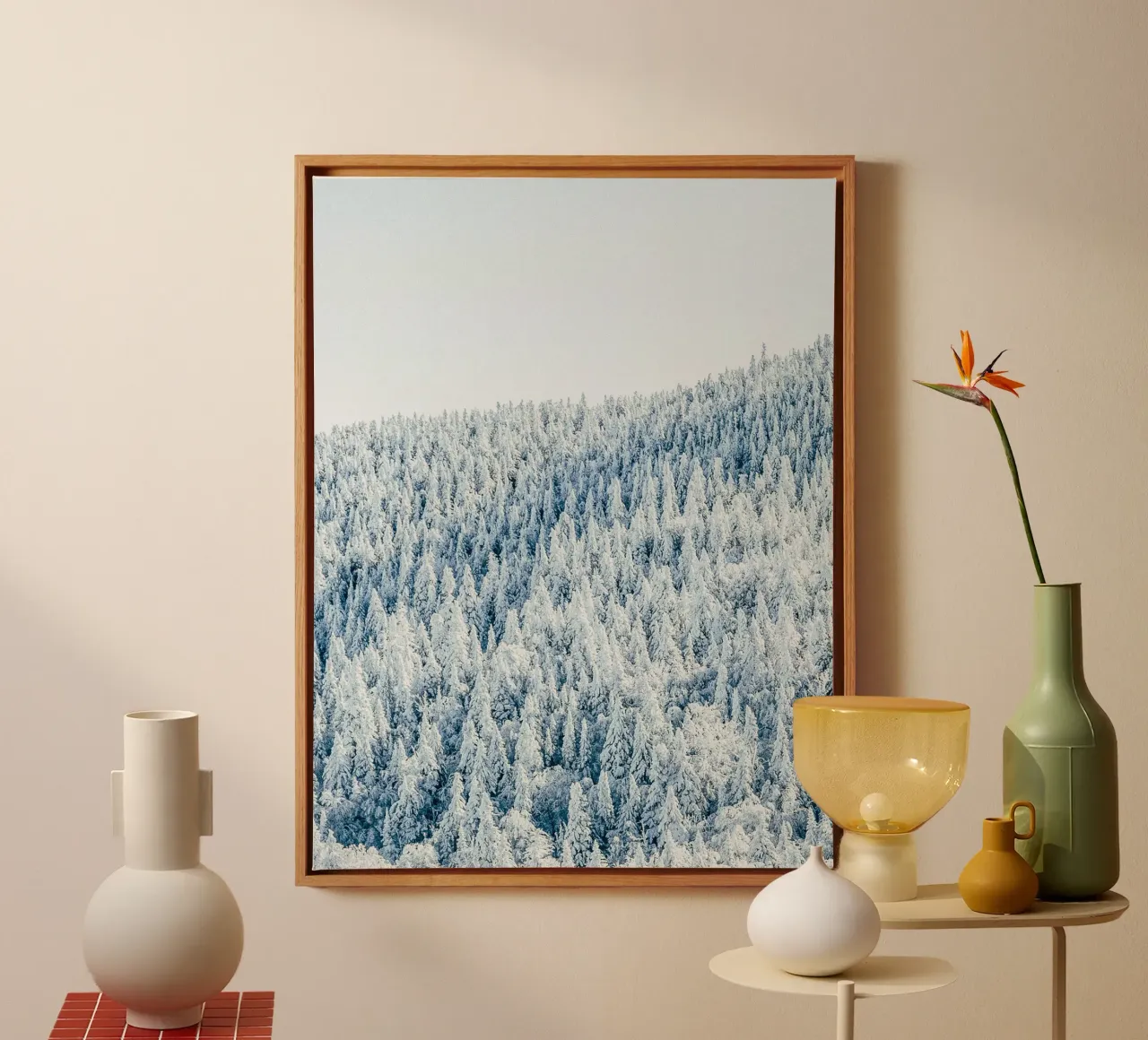 Foresta invernale innevata design natura tela con Cornice a cassetta da Whole©