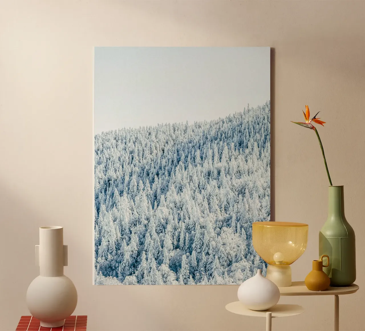 Foresta invernale innevata design natura tela con Cornice a cassetta da Whole©