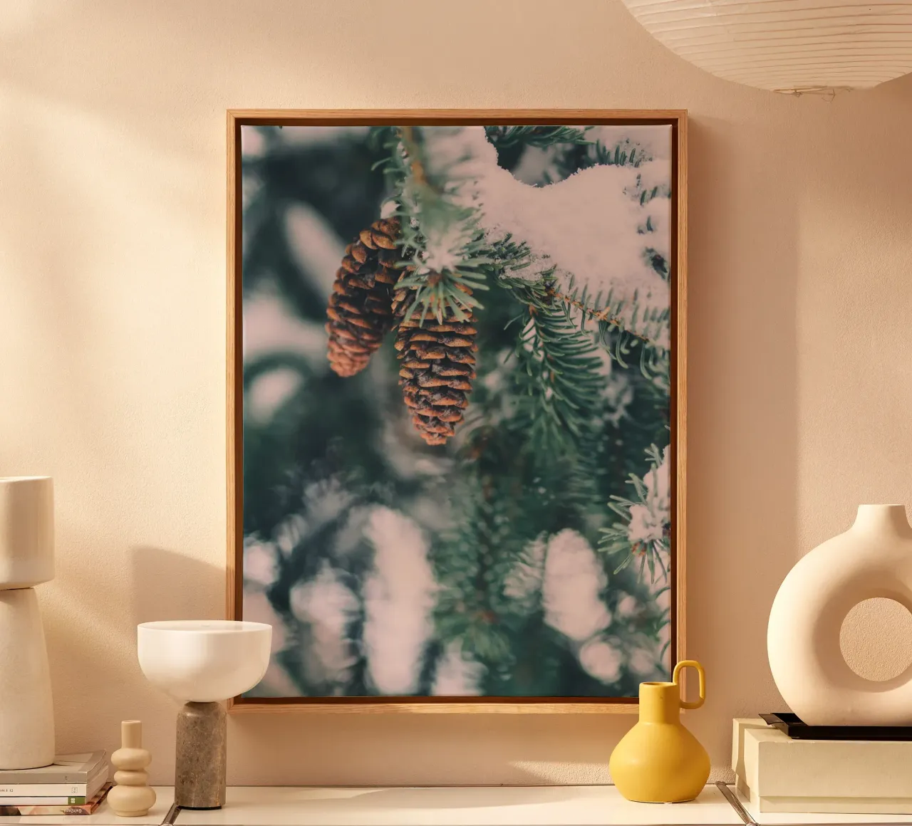 Pine cones in winter nature design canvas by Whole©