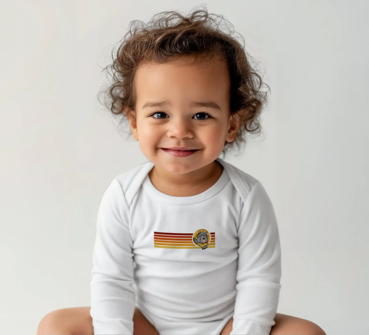bulldog retro design long-sleeve baby romper by ririedis
