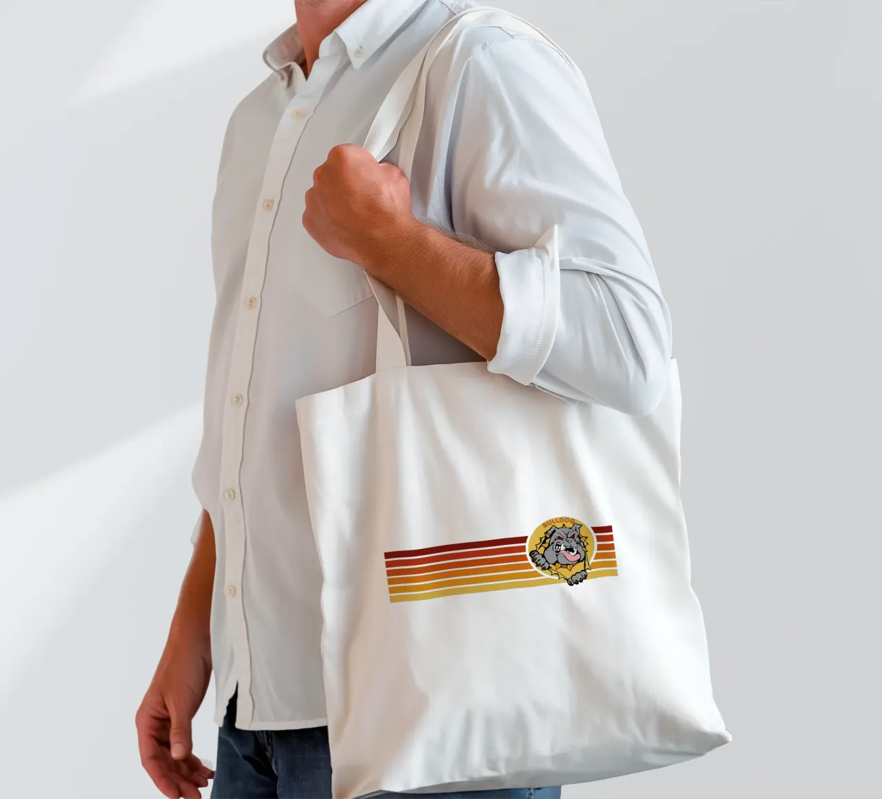 bulldog design retrò borsa in juta da ririedis