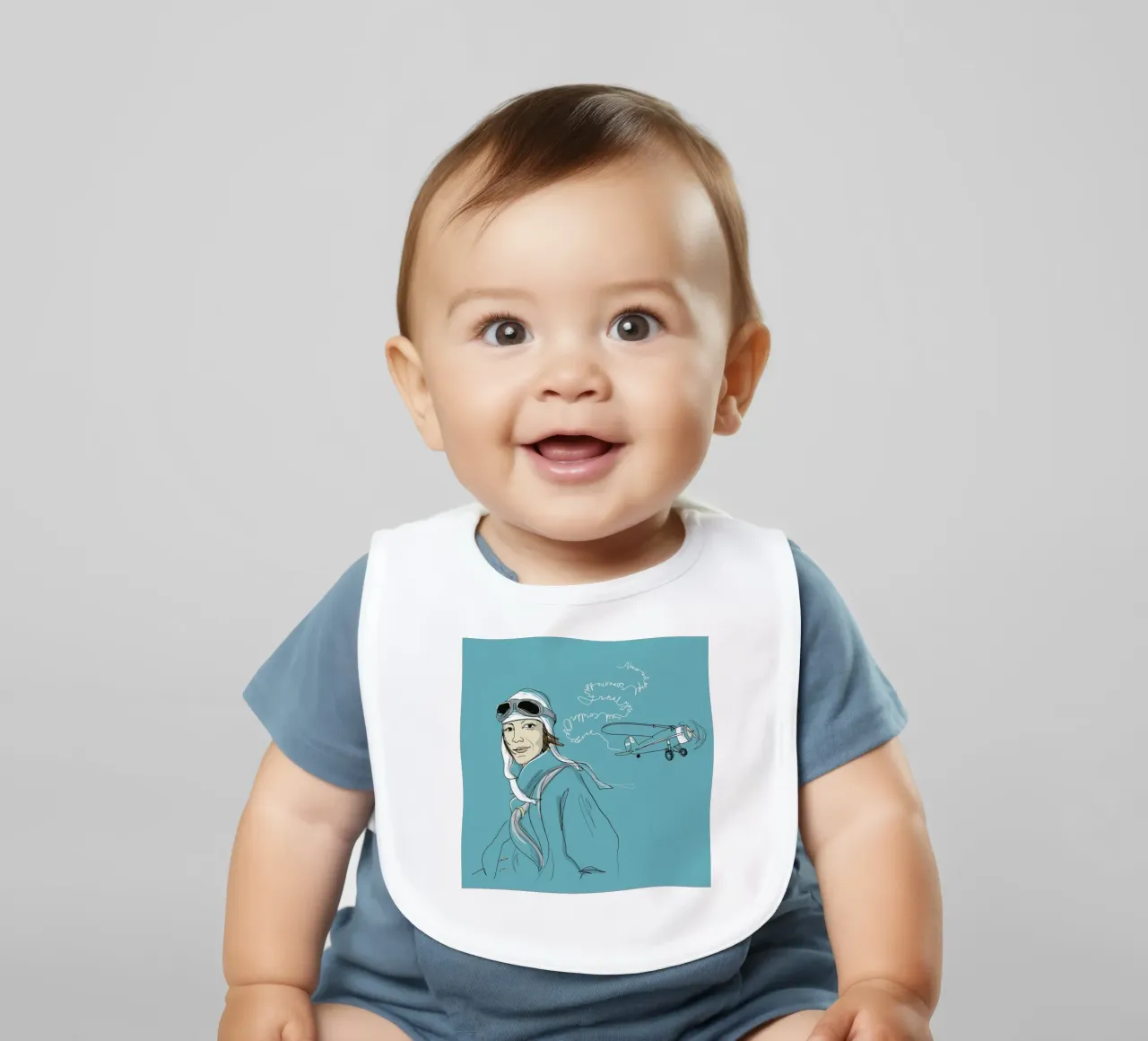 Amelia Earhart baby bib by Christina Heitmann