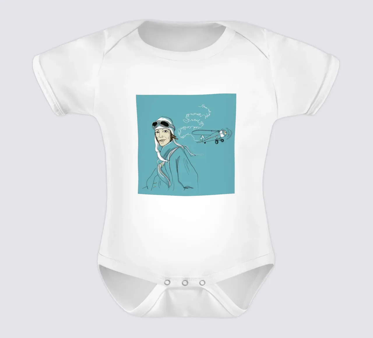 Amelia Earhart short-sleeve baby romper by Christina Heitmann