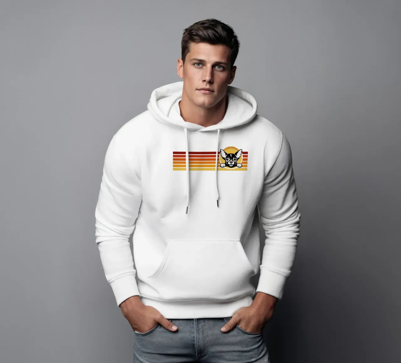 Cane Chihuahua dal design retrò felpa con cappuccio da ririedis