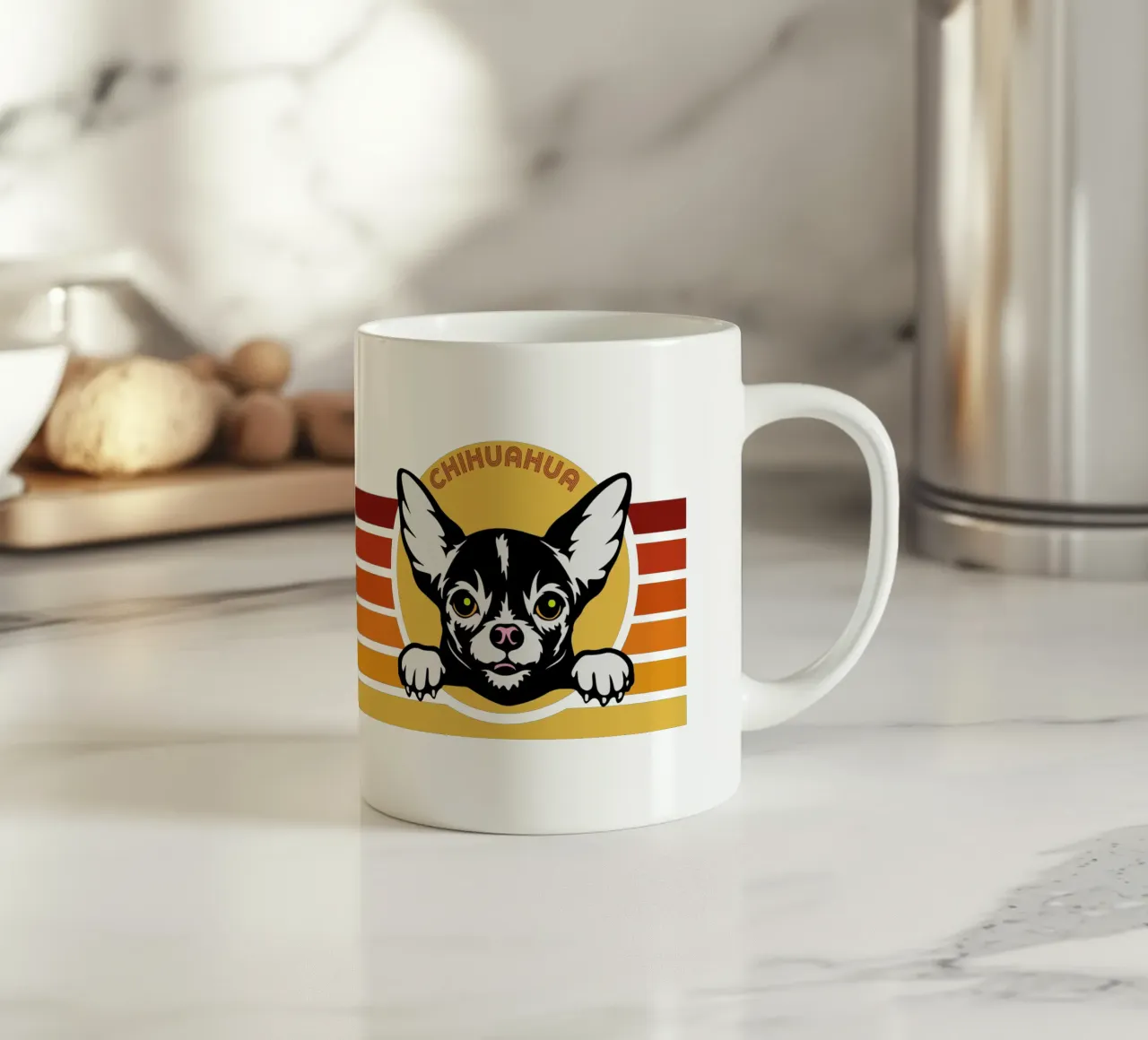 Cane Chihuahua dal design retrò tazza in ceramica da ririedis